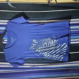 Zebra Shirt, Women Junior T-shirt, Animal Print Shirt, couth clothing size S blu